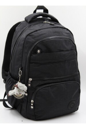 Unisex-Rucksack und Schultasche aus wasserdichtem Crinkle-Stoff in Schwarz / 2400 2400okulçinka - Bevitton