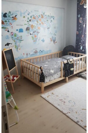 Unisex Montessori Baby And Child Bed Natural Wooden Bed 75120750301 - HFT HOME