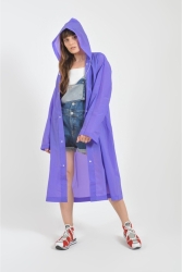 Unisex Mor Eva Kumaş Su Rüzgar Geçirmez Yağmurluk 00385 - Dream Plus