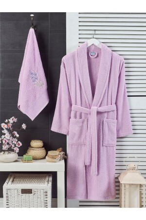 Unisex Mor Havlulu Bornoz 2'li Set - Rebeka