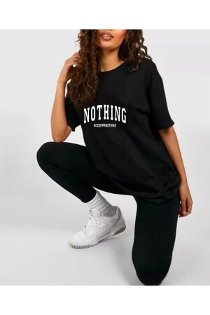 Unisex Oversize T-shirt Nothıng Baskılı - Modern Moda