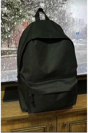 Unisex Plain Black Daily Travel Course Backpack Plain Black Daily Travel Course Backpack - Sheker