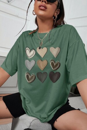 Unisex-T-Shirt mit Herz-Aufdruck - Uyguntarz