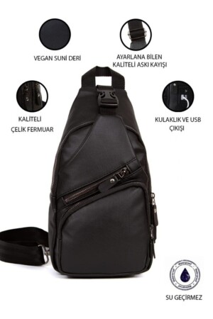 Unisex Waschleder USB-Kopfhöreranschluss Kreuzgurt Schulterbrust und Sport-Tagesrucksack Reisetasche. - Newish Polo