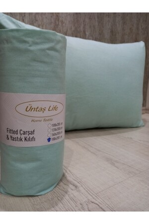 Üntaş life mint green 100x200 single fitted sheet + 1 pillowcase ecmintyşl100 - üntaş