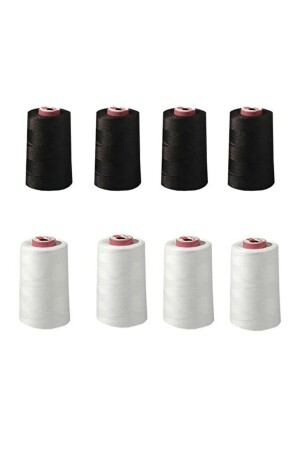 Untwisted Overlock Thread Household Type (4 Pcs). White 4Pcs. Black) (Read description. ) 4 pieces White + 4 pieces Black - Kayıran terzi malzemeleri