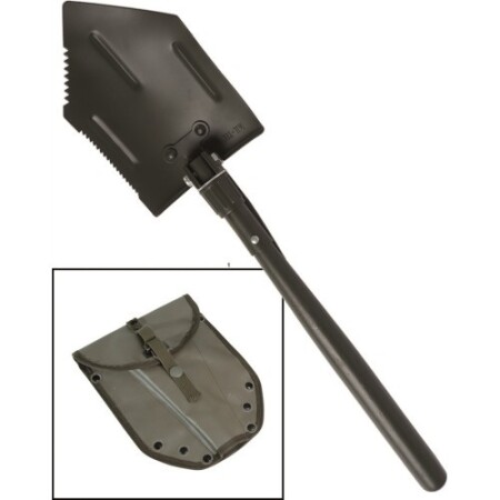 US FOLDING SHOVEL WITH POUCH RUBBERED - MIL-TEC