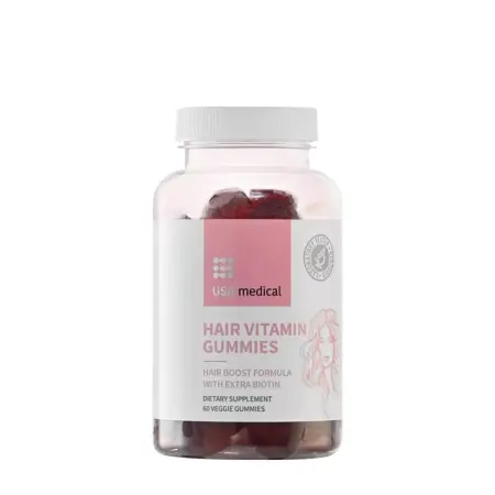 USA medical HAIR VITAMIN GUMMIES (60 Gummies, Raspberry) - USA medical