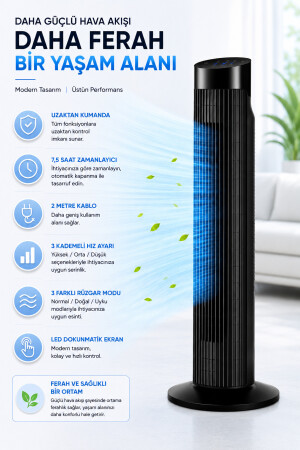 Ultrastarker 45-W-Kühlventilator, Turmventilator mit ferngesteuerter Digitalanzeige - Lanvin