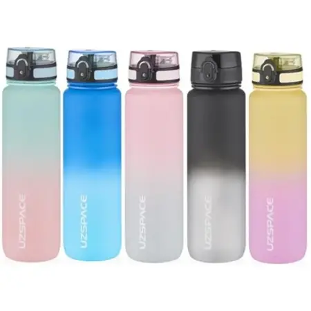 Uzspace 1000ml Large Size Two-Tone Softtouch FF Collection Tritan Water Bottle Black-Gray - Uzspace