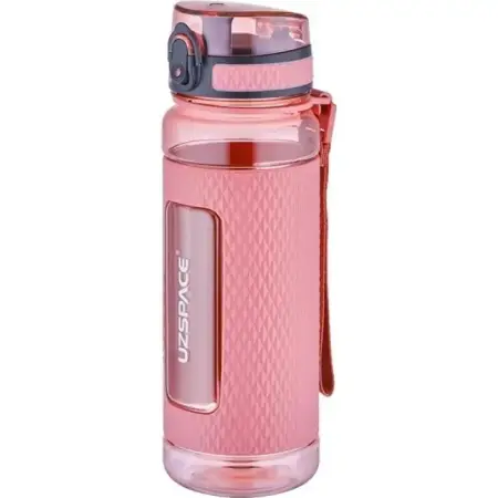 Uzspace 800ml Tritan Water Bottle with Silicone Protective Non-Slip Body, Powder Pink - Uzspace