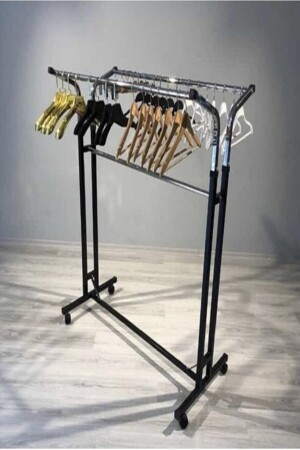 V Adjusted Stainless Metal Garment Clothes Hanger Portable Donkey Display Rack with Wheels 3848614516 - HOMEBELLA