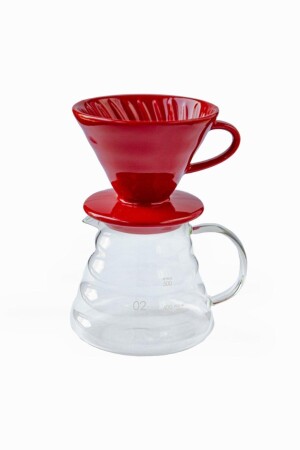 V60 02 Coffee Brewing Meet Set - Retro Red (dripper + 600 Ml Coffee Jug) KDK600 - Genel Markalar