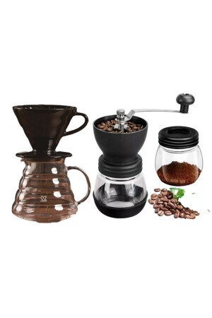 V60 Dripper Glass Jug Mill Set GcV603'setBlackFk - Grossberg Coffee