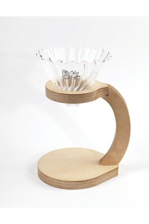 V60-Filterkaffee-Brühset, Glastropfer/Gießen über Holzständer, Glasset c-105 - DtaBliss
