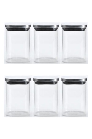 Vacuum Square Glass Jar with Chrome Lid 6,5x10,5 Cm - 300 Ml Glass Spice Jar Storage Container 6 Pieces 300ML Square Glass Storage Jar 6 Pieces - Kitchen Design Lab