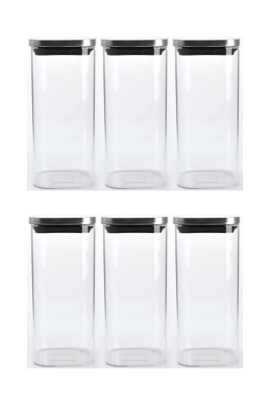 Vacuum Square Glass Jar with Chrome Lid 6,5x15,5 Cm - 450 Ml Glass Spice Jar Storage Container 6 Pieces 450ML Square Glass Storage Jar 6 Pieces - Kitchen Design Lab