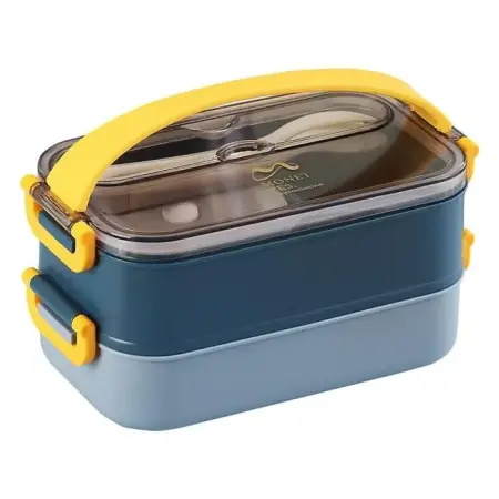 Vagonlife Bento 1500ml 2-Tier 3-Compartment Stainless Steel Food Box Blue - VAGONLIFE