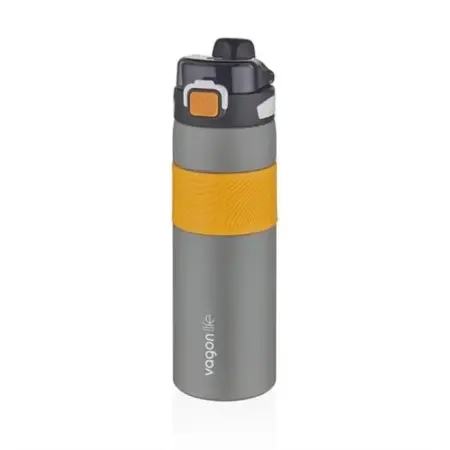 Vagonlife Çelik Termos 800 ML Büyük Boy Pipetli-Pipetsiz İçim Kaydırmaz Gövde Gri - VAGONLIFE