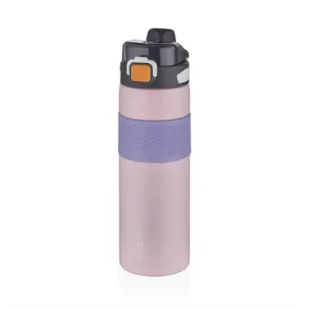 Vagonlife Çelik Termos 800 ML Büyük Boy Pipetli-Pipetsiz İçim Kaydırmaz Gövde Mor-Pembe - VAGONLIFE
