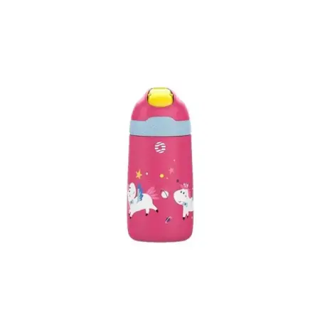 Vagonlife Çocuk 350 ML Pipetli Çelik Matara Paslanmaz Çelik Termos Pembe - VAGONLIFE