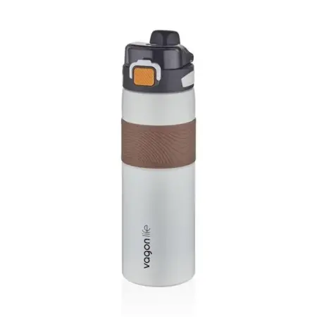 Vagonlife Stainless Steel Thermos 800 ML Large Size with/without Straw Non-Slip Body White - VAGONLIFE