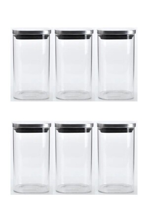 Vakum Krom Kapaklı Kare Cam Kavanoz 6,5x12,5 Cm - 350 Ml Cam Baharatlık Saklama Kabı 6 Adet 350ML Kare Cam Saklama 6 Adet - Kitchen Design Lab