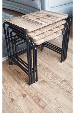 Valencia Patented Original 4-Piece Nesting Coffee Table Set Metal Static Black Legs From the Manufacturer 384luzigonbeyaz - HOMEBELLA