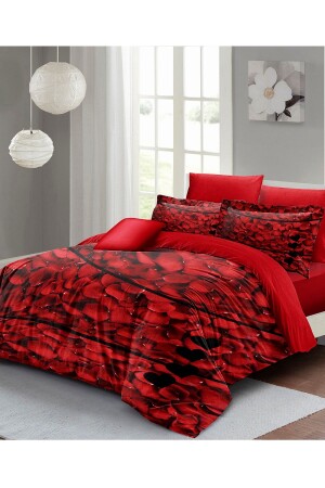Valentine's Day Double Duvet Cover Set 100% Cotton Satin Rose Feather MONOHOME24895 - Monohome