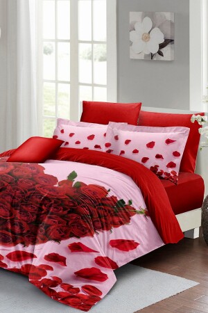 Valentinstag-Doppelbettbezug-Set aus 100 % Baumwollsatin „For the Love of Roses“ MONOHOME24505 - Monohome