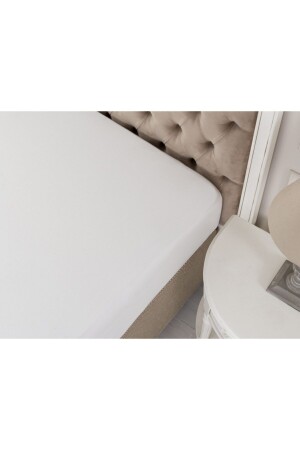Valeria King Size Elastic Combed Cotton Bed Sheet - White ÇPE-03-8682116422512 - Madame Coco
