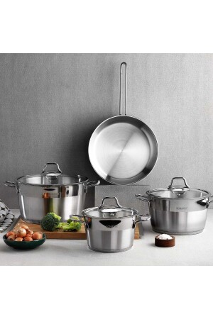 Vals 7 Piece Steel Cookware Set Inox 8699131746875 - Schafer