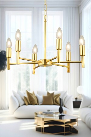 Vaneo 6-Piece Gold Modern Young Room Kitchen Living Room Chandelier 3327-06-GL - Apliqa