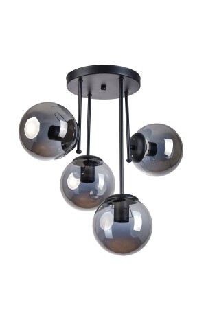 Vanessa Modern Design Living Room Kitchen Bedroom Black Color Smoked Glass 4-Piece Chandelier 172478 - Modavize