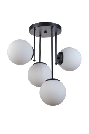 Vanessa Modern Design Living Room Kitchen Bedroom Black Color White Glass 4-Piece Chandelier 172478 - Modavize