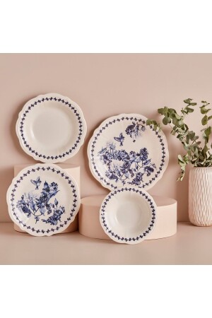Vanessa Steingut 24-teiliges Tafelservice für 6 Personen Blau 2003YMTK0010|103 - Bella Maison
