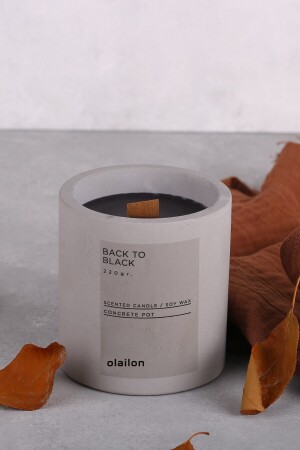 Vanilla Scented Candle with Wooden Wick, Decorative Candle with Concrete Pot 2747848 - olailon