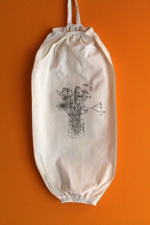 Vase Flower Printed Double Elastic Natural Linen Bag Holder - Kitchen Organizer - Emtory Home