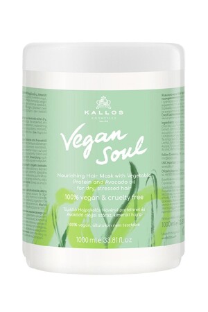 Vegan Soul 1000ml Nourishing Hair Mask with Vegetable Protein and Avocado Oil for Dry and Damaged Hair - Kallos Cosmetics