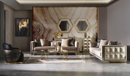 Velvet Living Room Set - Cadde Yıldız