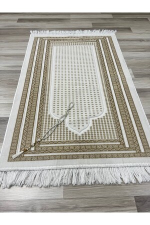 Velvet Lurex Woven Dowry Gift Prayer Rug Set with Prayer Beads - Ayhanhome
