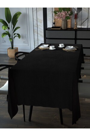 Velvet Textured Black Color Tablecloth - Favolli