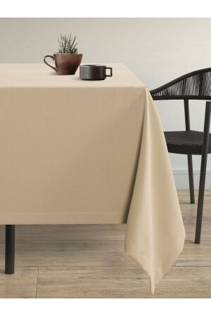 Velvet Textured Sand Beige Carefree Tablecloth - Demor Home