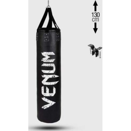 Venum Challenger Ağır Kum Torbası + Tavan Askısı - Siyah/Beyaz - Dolu - 130 cm - Venum