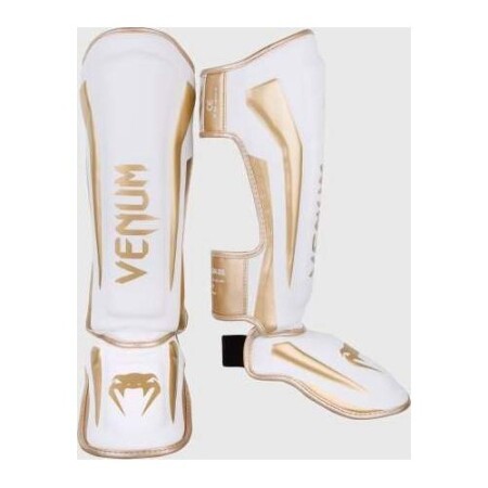 Venum Elite Standup Leg Guards - White/Gold - Venum