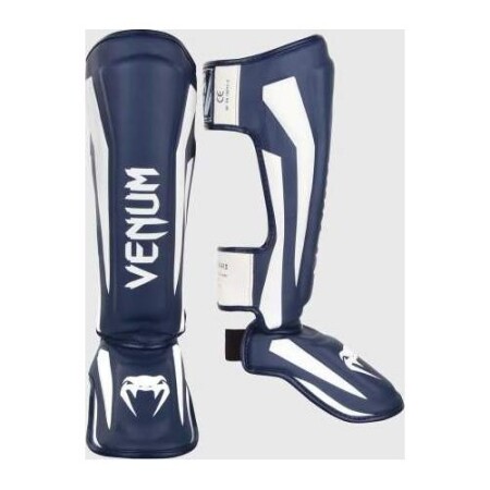 Venum Elite Standup Leg Guards - White/Navy Blue - Venum
