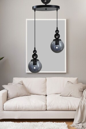 Venus 2-Piece Pendant Lamp Black Model - Black Smoked Glass - Modern Chandelier - Veda Avize
