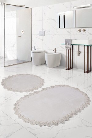 Venus Creme 2-teiliges Spitzen-Badematten-Set Mitgift-Aufbewahrung Toilettenset Venus2liKlzt - Bonny Home