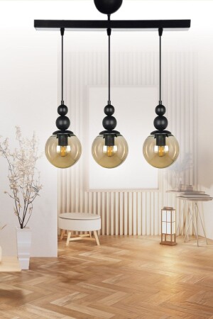 Venus Triple Queen Chandelier Black-honey - Dining Table Special - Living Room - Kitchen - Hall - Bedroom Ven - Pre - VEDA AVİZE
