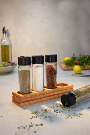 Vera 4-Piece Spice Set, 4-Piece Spice Set with Wooden Stand Vera 03 - KukiWood